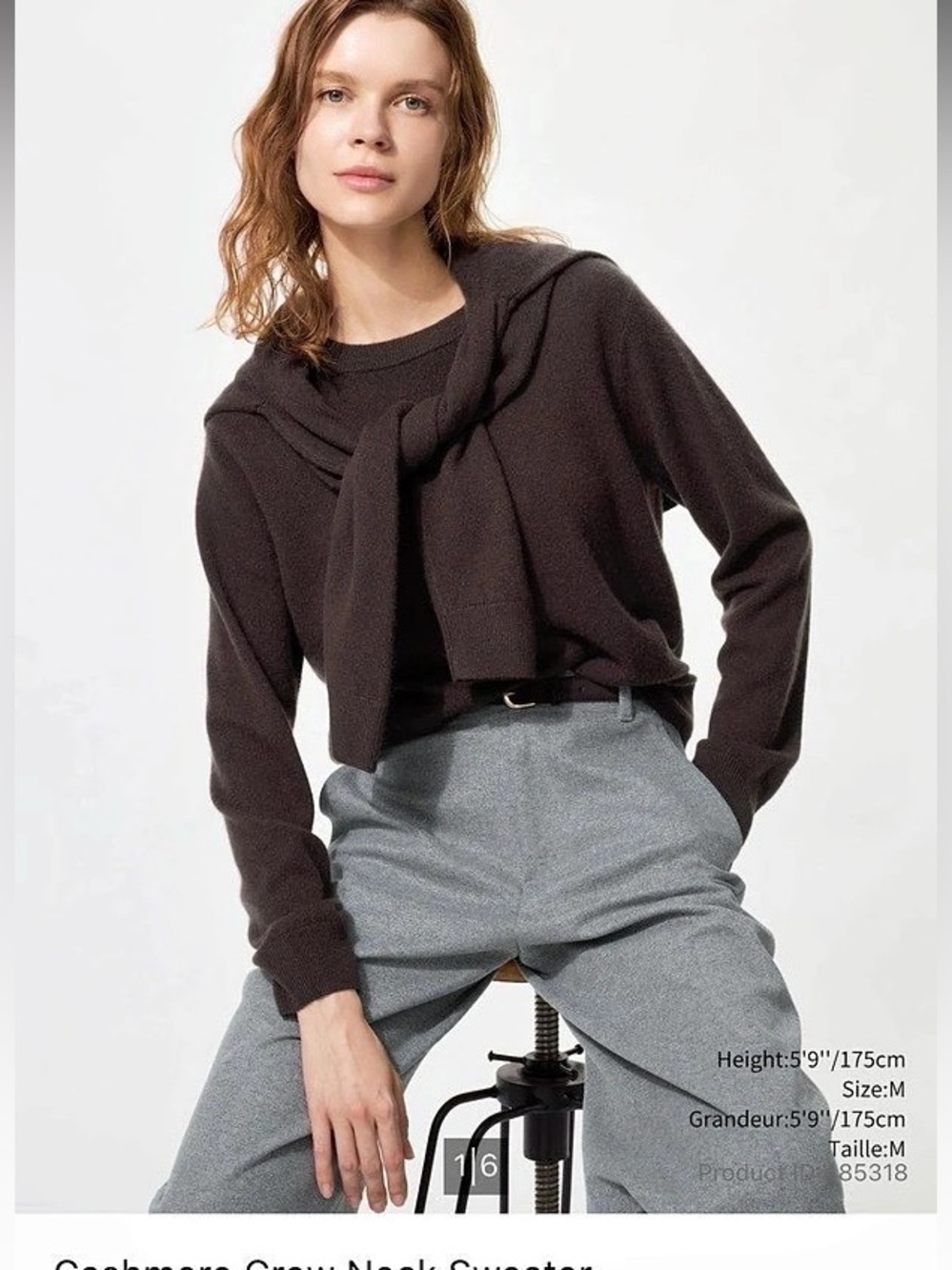 Uniqlo Cashmere Crew Neck Sweater in Brown Size Medium